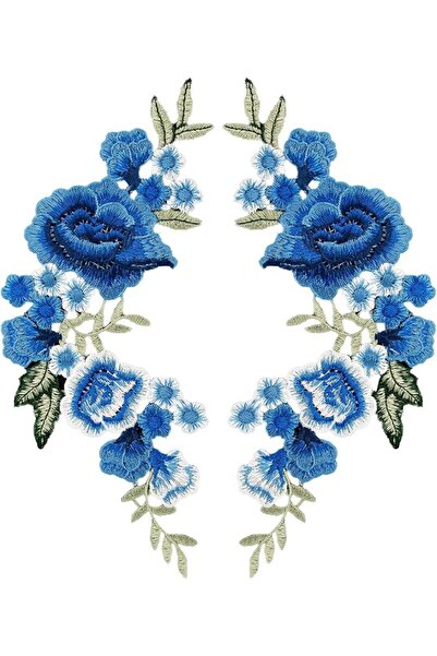 NALACAL Large Blue Rose Flower Embroidery Patch Applique (1 Pair) | Beautiful...