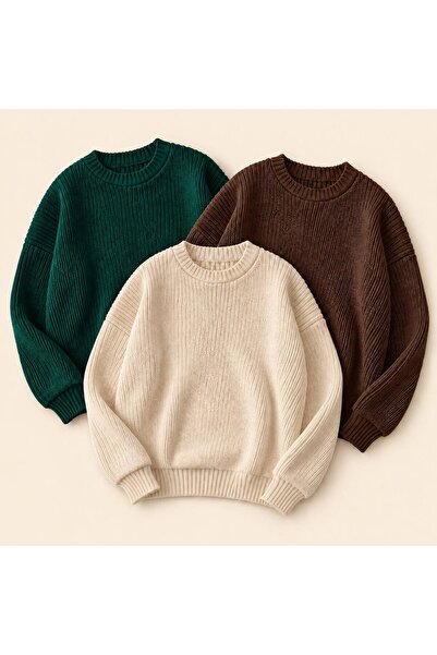 threeoff Men's Crew Neck Knitwear Sweater High Neck Long Sleeve Casual Basic ...