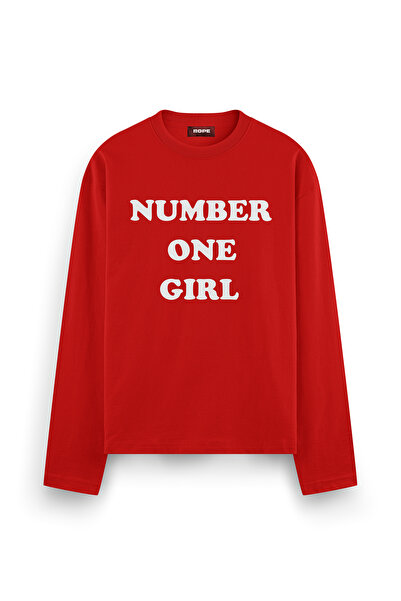 ROPE COUTURE Μπλουζάκι με στάμπα Number One Girl, μακρυμάνικο, oversized, κόκ...