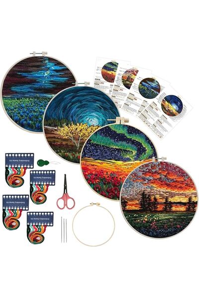 Maydear 4 Set Embroidery Stitches Practice Kit, Embroidery Kit for Beginners ...