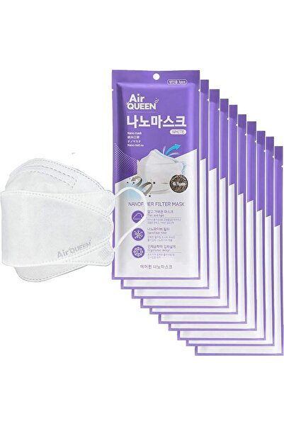 topraktan insana [10 Pack] Air-Queen Nano-Mask | White | Nanofiber Filter | U...