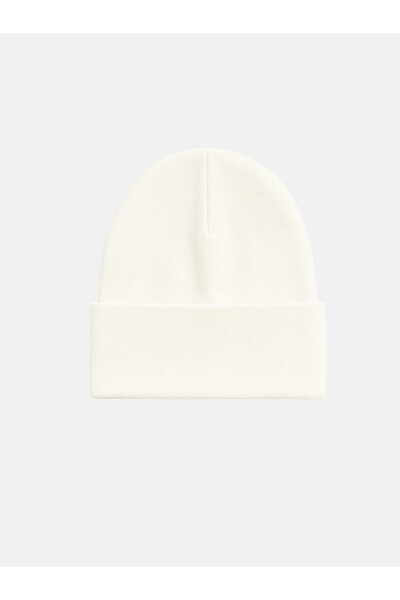LC Waikiki Nevavm Ecru Plain Girls' Beret with a Difference