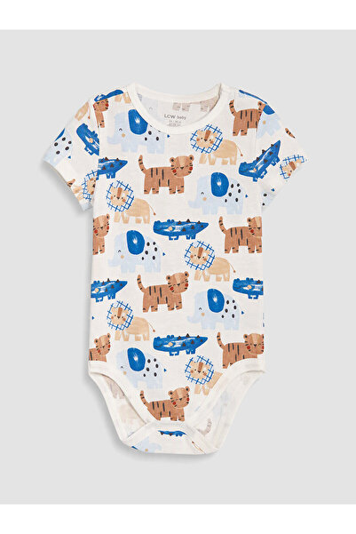 LC Waikiki Two Mt Shop Quality Lcw Baby Ecru Oval Collar Patterned Baby Snap ...
