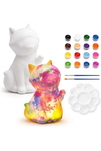 DHB tech DIY Paintable Cat & Dinosaur Night Light Kit, 2-in-1 Educational Art...