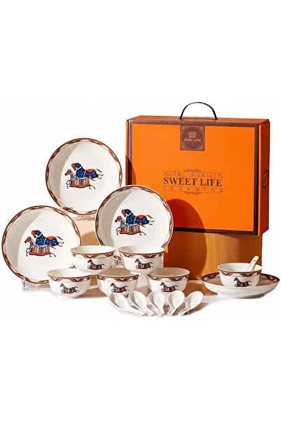 GENERAL Horse Motif Ceramic Dinner Set, Dinnerware Sets for 4