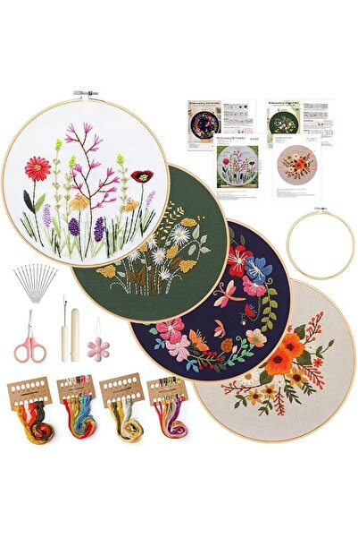Generic 4 Pack Embroidery kit for Beginners Adults DIY Starter Kit, Cross Sti...