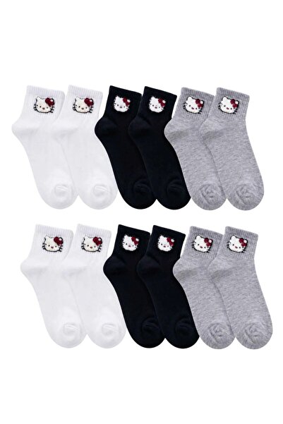 Şerife Hanım Women's Cute Cat Patterned Ankle Socks, Pack of 6 |   80% Cotton...