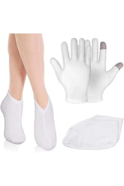 JKJ&ZXZ 2 Pairs Cotton Touch Screen Moisturizing Socks and 1 Pair Gloves, Spa...