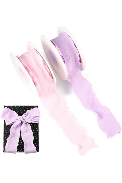 KASTWAVE Ruffled Pastel Polyester Fabric Ribbon, 20 Yards 1.57 Inch Wide for ...