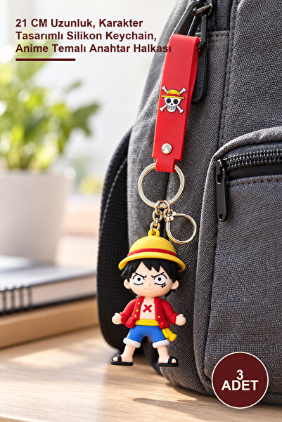 Yenilig 3 τεμάχια μπρελόκ σιλικόνης One Piece – μήκους 21 εκ., μπρελόκ σιλικό...