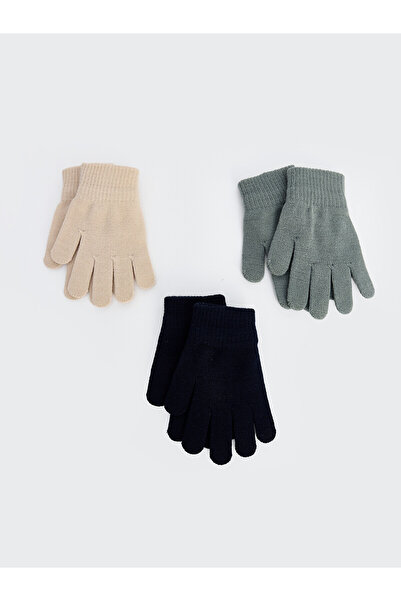 LC Waikiki Nevavm Green Knitwear Plain Boys' Gloves with a Difference