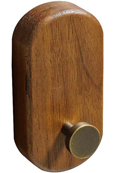 Yelajoy Walnut & Brass Wall Hooks, Modern Solid Wood Coat Hooks, Heavy Duty W...