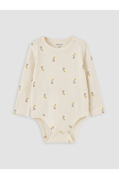 LC Waikiki Two Mt Shop Quality Beige Printed Baby Boy Snap-On Bodysuit