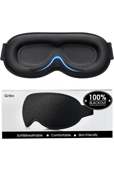 Gritin قناع نوم معتم بنسبة 100% للنساء والرجال، قناع نوم بدون ضغط
