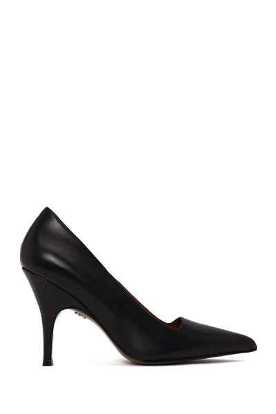 Derimod Women's Black Thin Heeled Leather Stiletto Af100006Dv