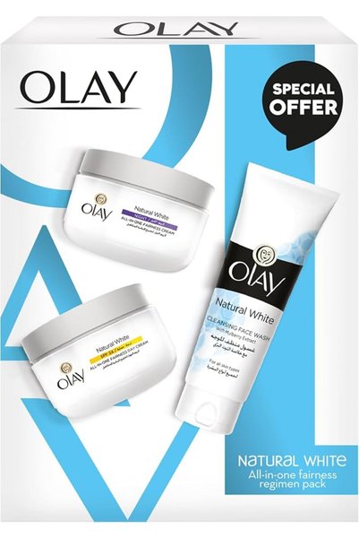 Olay Socks مجموعة أولاي ناتشورال وايت للجمال: غسول للوجه 100 جرام + كريم نهار...