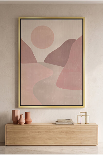 Jasmine Art Minimalist Mauve Sun and River Nature Wall Art | Portrait Framed ...
