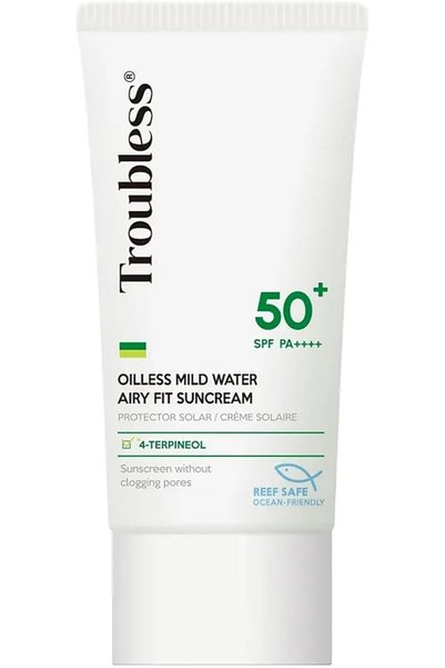Troubless Oilless Mild Water Airy Fit Sun Cream SPF 50+ PA++++, Lightweight N...