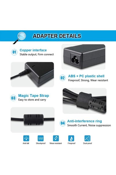 Generic 65W Acer Laptop 19V 3.42A 65W Yellow pin (5.5 x 1.7mm)- Compatible with Acer Aspire V5 V3 V7 S3 E1 R3 R7 M5 E1 5349 5750 5250 7560 AS7750, Monitor S202HL H236HL G246HL H276HL G276HL S220HQL HN274H