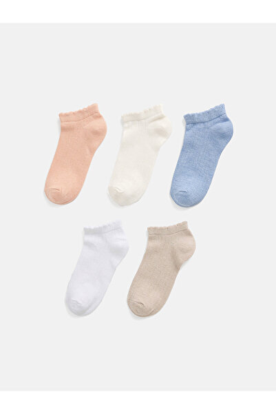 LC Waikiki Nevavm Blue Plain 5-Piece Pack Women's Booties Socks with a Differ...