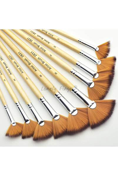 Choice 10pcs Fan 3/5/6/10pcs Fan Paint Brush Set Soft Nylon Bristles Wooden H...