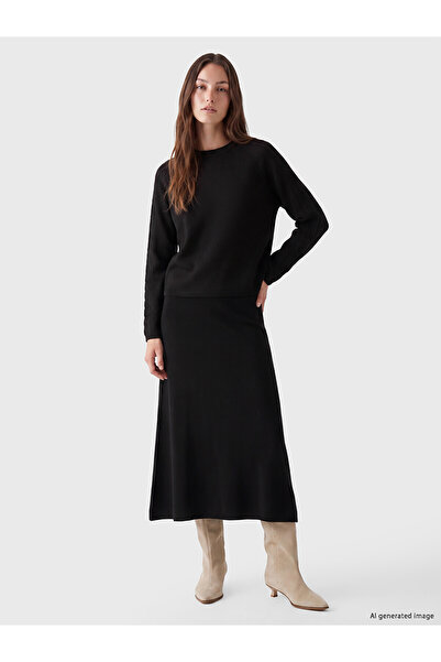 LC Waikiki Alita City Lcw Modest Black Knitwear Plain Long Women's Skirt with...