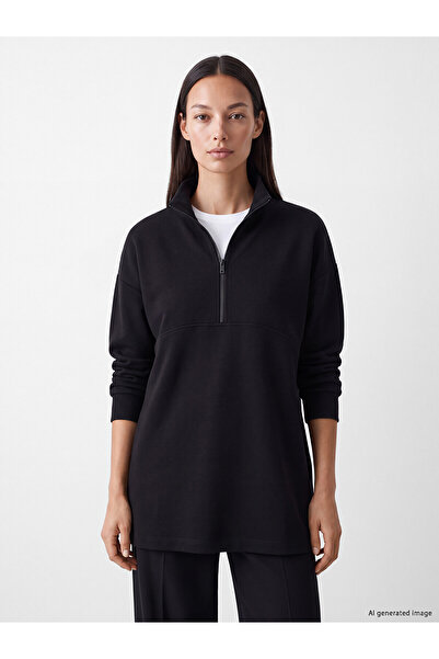 LC Waikiki Alita City Black Oversize Soft Touch Women's Sweatshirt Tunic with...