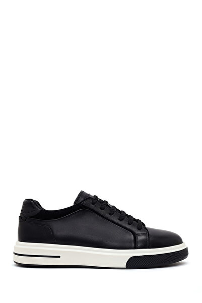 Derimod Men's Black Lace-Up Thick-Soled Leather Sneaker Wm740013Dv
