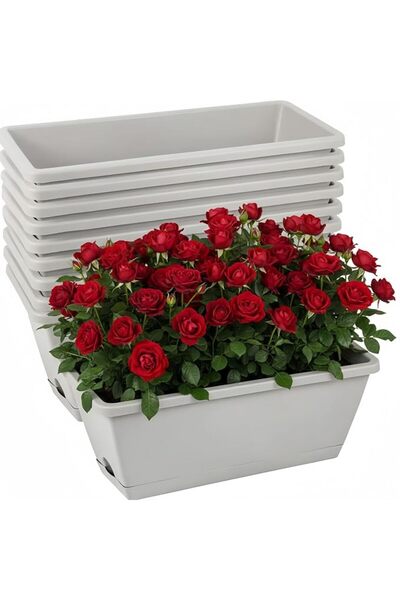 GENERAL 10-Pack Window Box Planters with Drainage & Trays - 17 Inch Rectangul...