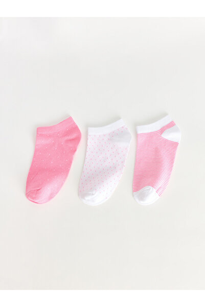 LC Waikiki Nevavm Pink Polka Dot 3-Pack Women's Booties Socks with a Difference