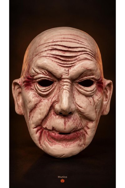 Munico Halloween Yaşlı Adam Maskesi Korkutucu Yüz Detaylı Cadılar Bayramı Par...