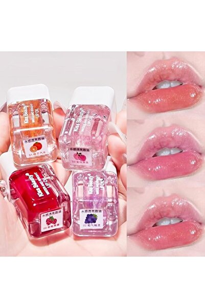 MarlaMall 4pcs Plumping Lip Oil Set, Hydrating Gloss Tinted Long Lasting Natu...