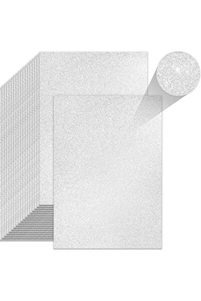 TERRIFI 20 Sheets 8.27 x 11.7 Inch Silver Glitter Cardstock – Heavyweight Spa...