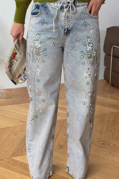 BRGCLOTHING Stone Embellished Balloon Fit Jean