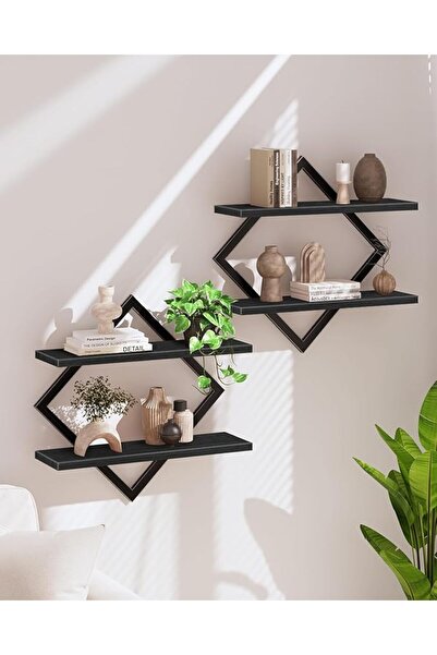 GENERAL Floating Shelves, Set of 2 Wall Shelves, 2-Tier Hanging Shelves, Wall...