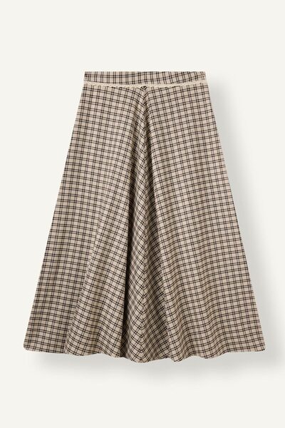 DeFacto Regular Fit Gingham Flared Cut Voile Skirt I7383Ax26Wn