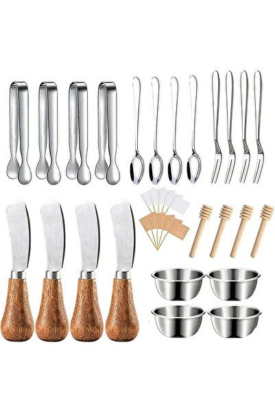 Yelajoy 34Pcs Charcuterie Boards Accessories, Cheese Knife Set with Wooden Ha...