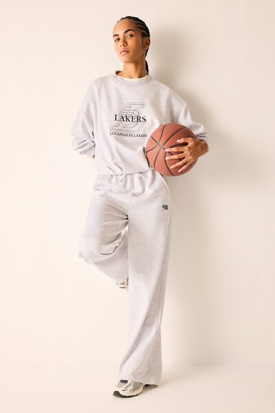DeFacto Nba Los Angeles Lakers Wide Leg Pocketed Wide Leg Elastic Waist Scuba...