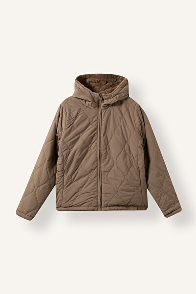 DeFacto Windproof Hooded Plush Lined Double-Sided Zippered Coat G7541Ax26Wn