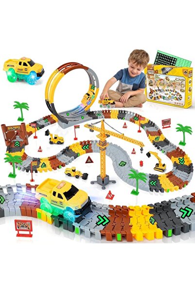 XICEN Construction Race Tracks for Kids, 157 PCS, Glow in The Dark Magic Toy ...