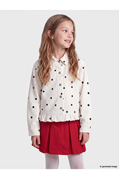 LC Waikiki Nevavm Lcw Kids Ecru Gabardine Polka Dot Standard & Regular Girls'...