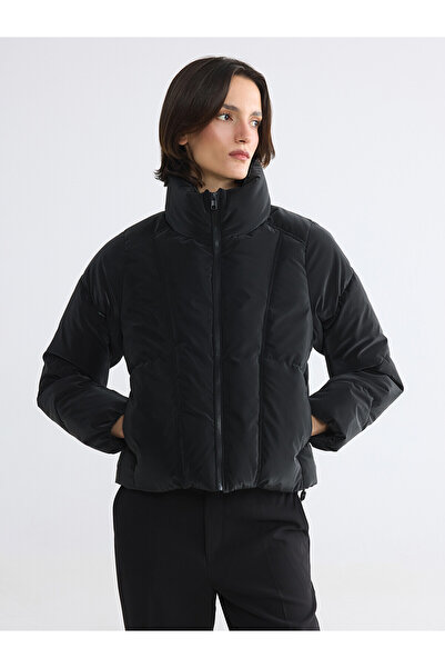LC Waikiki Alita City Lcw Vision Black Faux Leather Plain Oversize Women's Le...