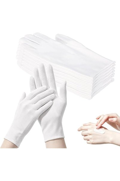 Tazweeq 30 Pairs White Cotton Gloves, Moisturizing Overnight Sleep Gloves for...