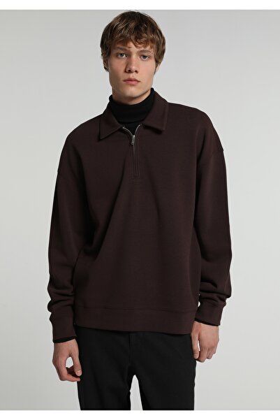 Colin's Relaxed Fit Polo Collar Plain Men's Brown Sweatshirt