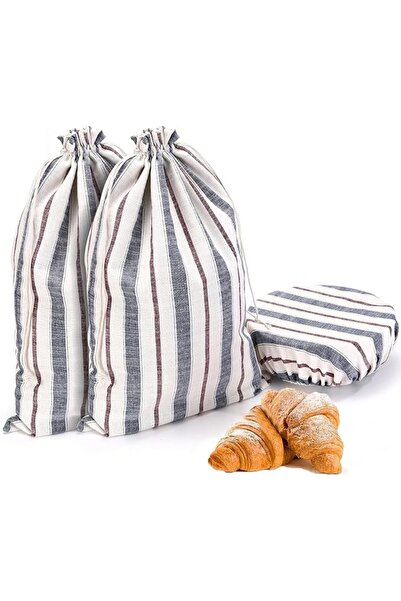 GENERAL Tazweeq 3 Pack Linen Bread Bags for Homemade Bread with 12-Inch Bowl ...