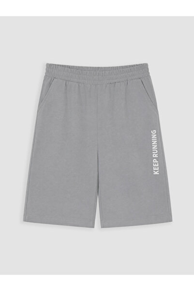 LC Waikiki Two Mt Shop Quality Gray Elastic Waist Boys' Printed Shorts