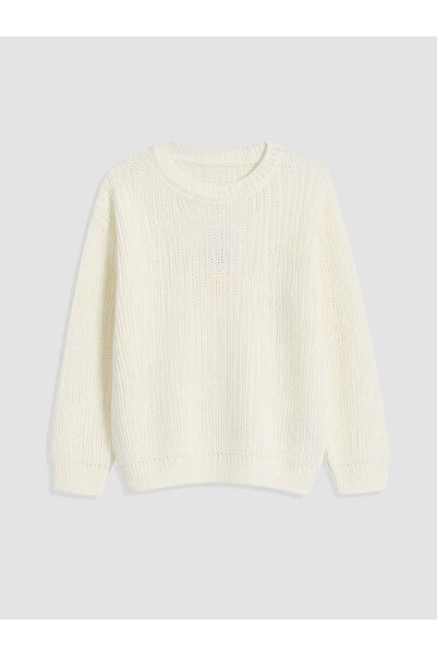 LC Waikiki Two Mt Shop Quality Ecru Oval Collar Boys' Knitwear Sweater