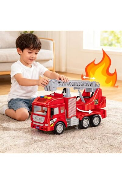 SmartMaster Multi-Functional Kids Fire Truck Toy with Simulated Water Spray &...