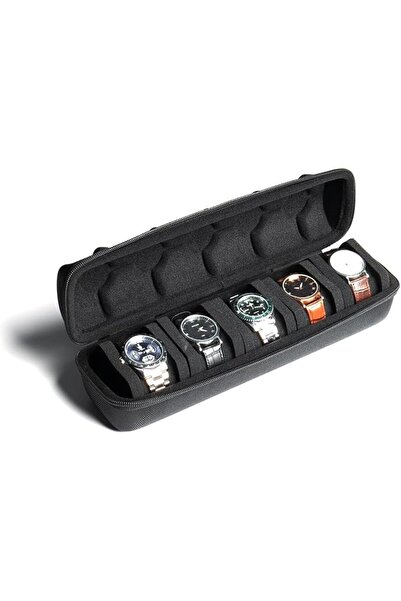 Yelajoy Hard Watch Travel Case, 5 Slot Watch Roll Case Storage and Organizer ...