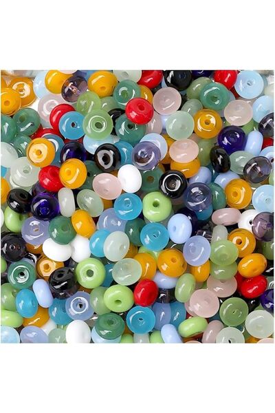 EXCEFORE Glass Beads, Mixed Color 300Pcs, Mulitcolor Rondelle Beads, DIY Jewe...